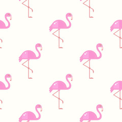 Flamingo Bird Background. Retro Seamless Pattern in Vector