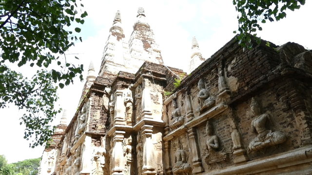 the sculpture of ancient buddhism pagoda, tilt up