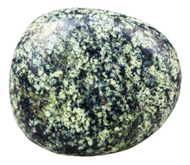 pebble of serpentine gemstone isolated on white