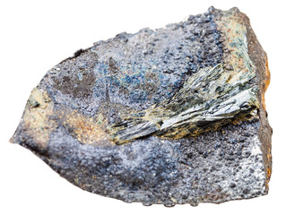 vivianite crystals in fossil stone shell isolated