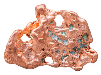 natural nugget of native copper isolated - obrazy, fototapety, plakaty