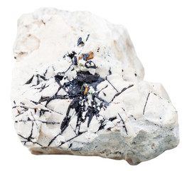 Ilmenite stone at dolomite rock isolated