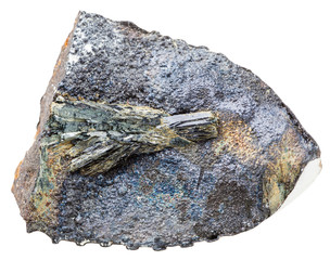 vivianite crystals in fossil rock isolated