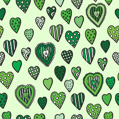 Seamless pattern with beautiful hearts