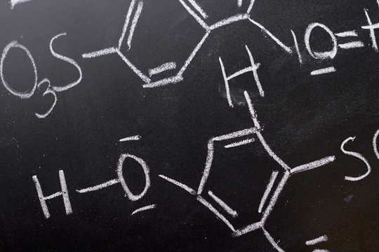 Chemical formula on blackboard - handwritten