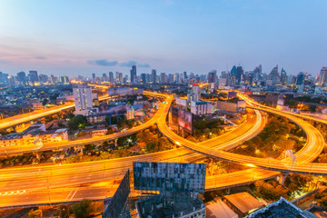 Naklejka na ściany i meble Bangkok Expressway and Highway top view
