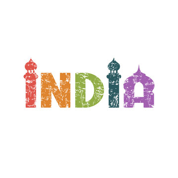 India. Hand lettering.