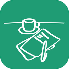 Handgezeichnetes Schreibtisch-Icon mit grünem Hintergrund