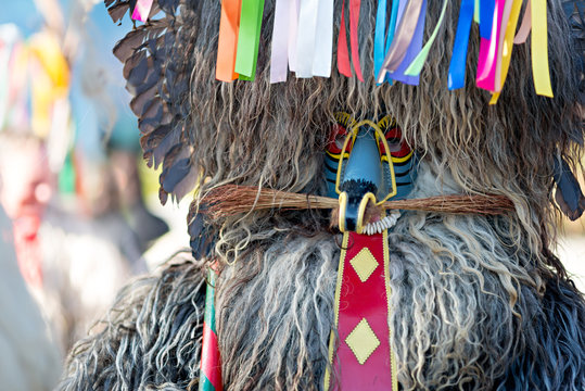 Colorful face of Kurent, Slovenian traditional mask