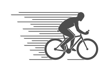 Black flat cycling logo and icon. Vector figures cyclist.