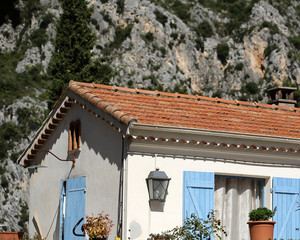 Small cottage with blue shutters © Volodymyr