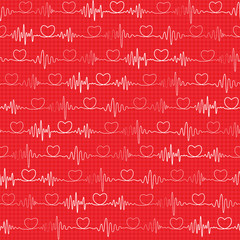 Cardiogram with hearts as background