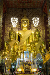 Buddha statue at the temple in Thailand.