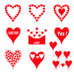 set of red hearts