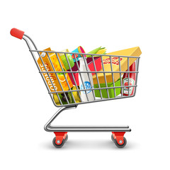 Shopping Supermarket Cart With Grocery Pictogram © Macrovector