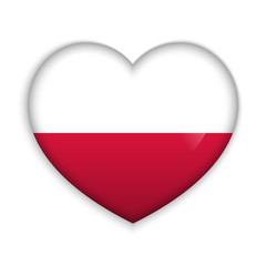 Love Poland.  Flag Heart Glossy Button