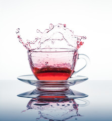 Cup of tea with splashes