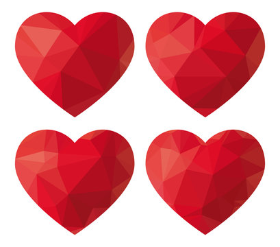 Red Heart Low Polygon. Vector Illustration