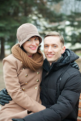 Fototapeta premium couple in park in autumn.
