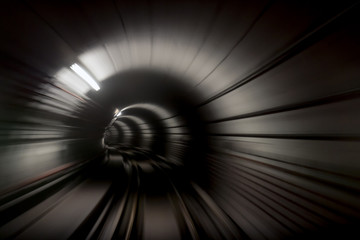 ride in the subway tunnel