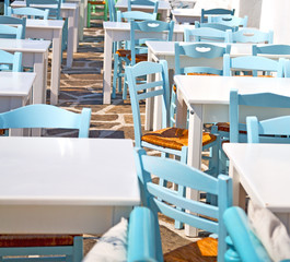 table in santorini europe greece old restaurant chair and the su