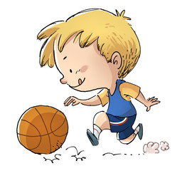 niño jugando a baloncesto © cirodelia