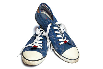 denim sneakers, isolation