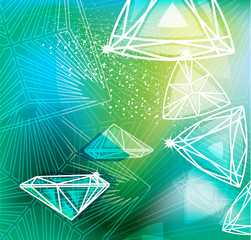 Abstract green background with linear diamonds cutting
