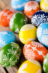Easter eggs on wooden background