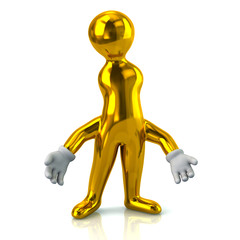 Illustration of thinking golden man with wrong idea