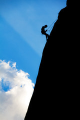 Silhouette of a mountaineer in Velebit national park, Croatia