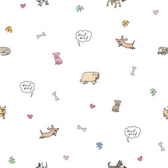 Some funny little dogs the seamless vector pattern