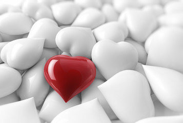 Obraz premium red heart surrounded by white hearts