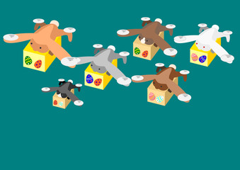 Rabbit drone carrying the Easter Egg