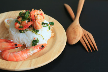 shrimp seafood basil rice