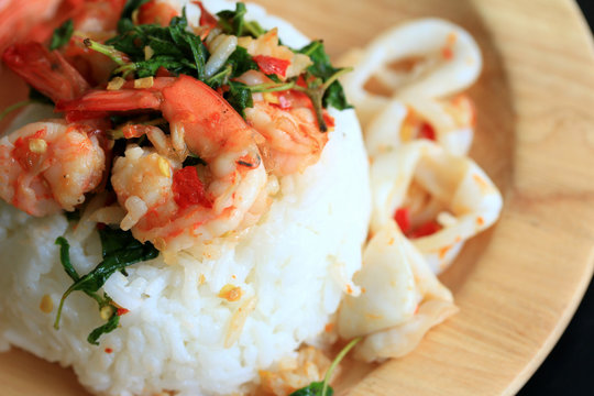 shrimp seafood basil rice