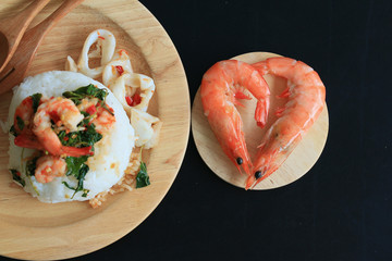 shrimp seafood basil rice