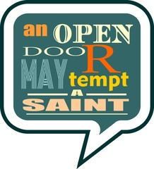 Fototapeta premium Quote text bubble. Commas, note, message and comment. Design element similar to quote. Text, commas, quote and note. Motivation quote vector. An open door may tempt a saint