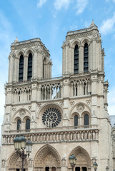Fototapeta na wymiar The Western facade of Notre-Dame de Paris