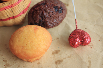 chocolate muffins red heart