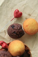 chocolate muffins red heart