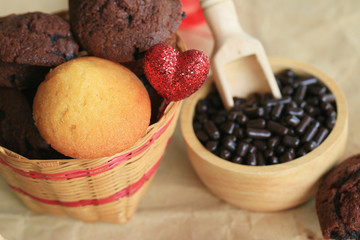 chocolate muffins red heart