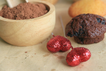 chocolate muffins red heart