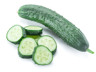 Cucumbers on the white background.