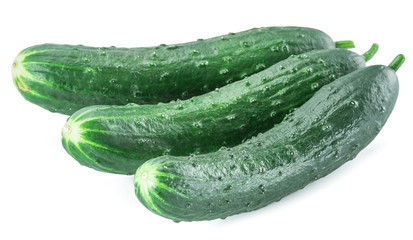 Cucumbers on the white background.