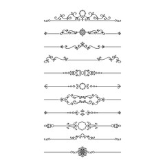 Fototapeta premium Vintage dividers set isolated on white.