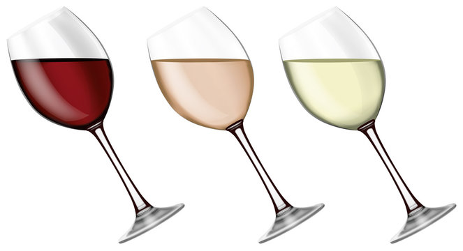 Vecteur Stock Verre de vin rouge blanc et rosé 02 | Adobe Stock
