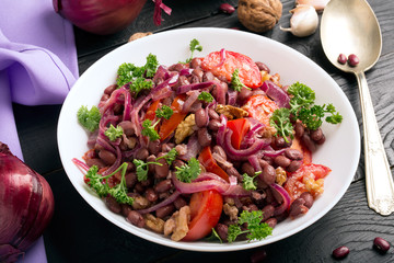 Red beans fried with onions