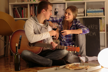Couple having a romantic night at home