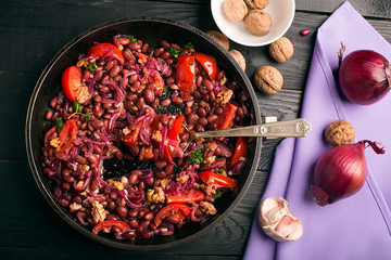 Red beans fried with onions